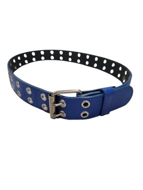 Edgy Bright Blue Double Grommet Belt Unisex Punk Metal 80’s 90’s Size 32